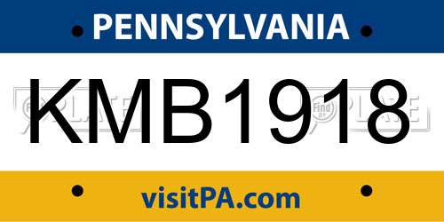 KMB1918 Pennsylvania License Plate