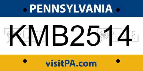 KMB2514 Pennsylvania License Plate