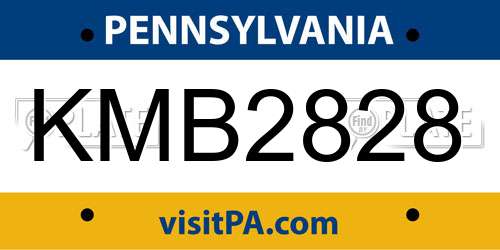 KMB2828 Pennsylvania License Plate