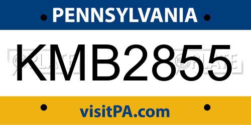 KMB2855 Pennsylvania License Plate