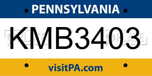 KMB3403 Pennsylvania License Plate