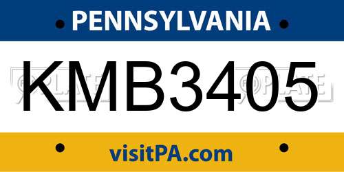 KMB3405 Pennsylvania License Plate
