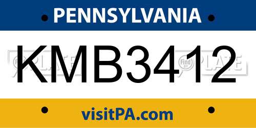KMB3412 Pennsylvania License Plate