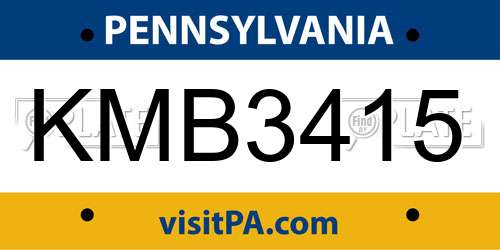 KMB3415 Pennsylvania License Plate