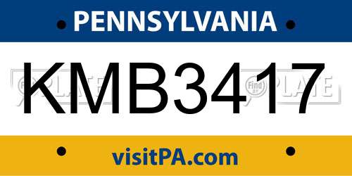 KMB3417 Pennsylvania License Plate