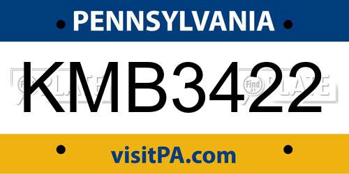 KMB3422 Pennsylvania License Plate