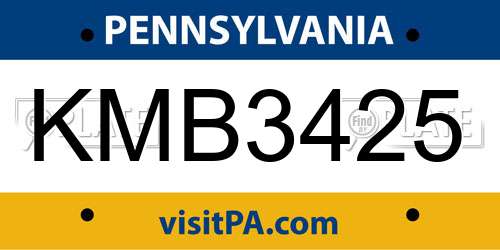 KMB3425 Pennsylvania License Plate
