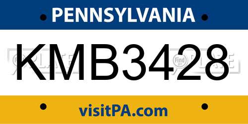 KMB3428 Pennsylvania License Plate