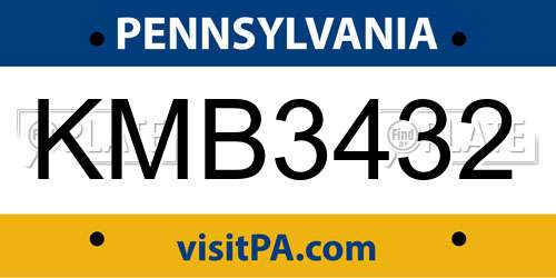 KMB3432 Pennsylvania License Plate
