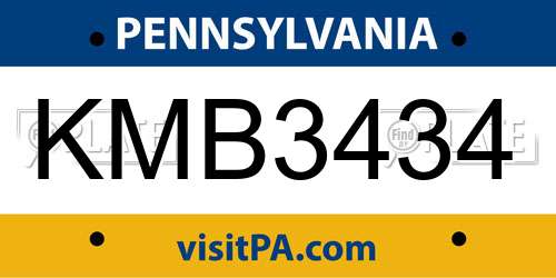 KMB3434 Pennsylvania License Plate