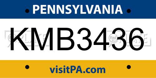 KMB3436 Pennsylvania License Plate