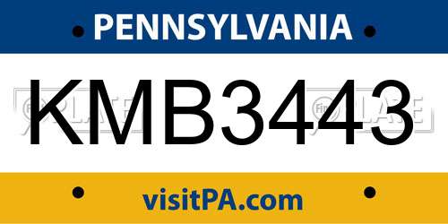 KMB3443 Pennsylvania License Plate
