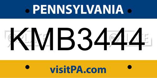 KMB3444 Pennsylvania License Plate