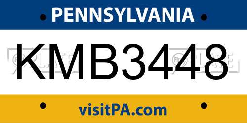 KMB3448 Pennsylvania License Plate