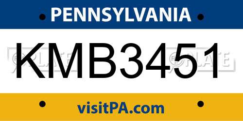 KMB3451 Pennsylvania License Plate