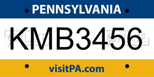 KMB3456 Pennsylvania License Plate
