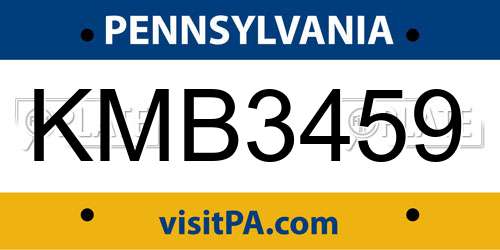 KMB3459 Pennsylvania License Plate