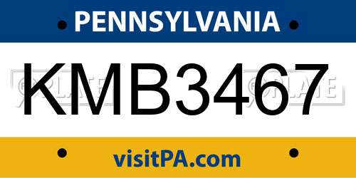 KMB3467 Pennsylvania License Plate