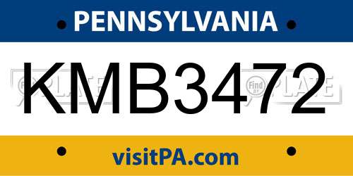 KMB3472 Pennsylvania License Plate