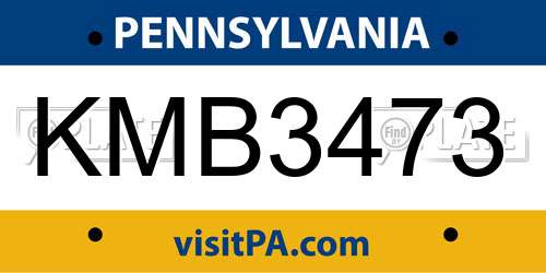 KMB3473 Pennsylvania License Plate