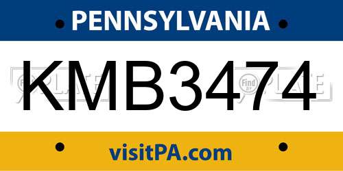 KMB3474 Pennsylvania License Plate
