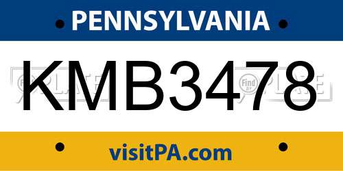 KMB3478 Pennsylvania License Plate