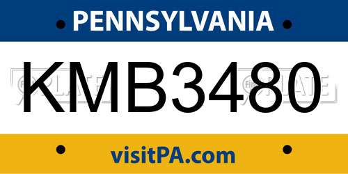 KMB3480 Pennsylvania License Plate