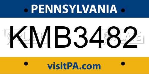 KMB3482 Pennsylvania License Plate