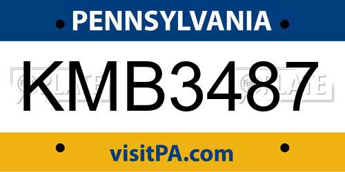 KMB3487 Pennsylvania License Plate