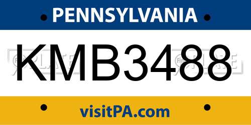 KMB3488 Pennsylvania License Plate