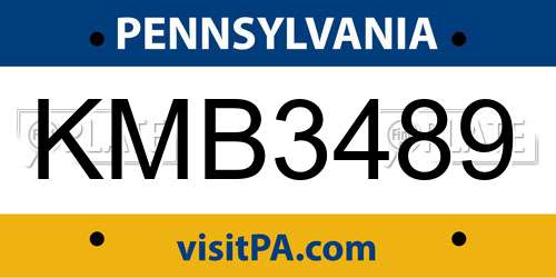 KMB3489 Pennsylvania License Plate