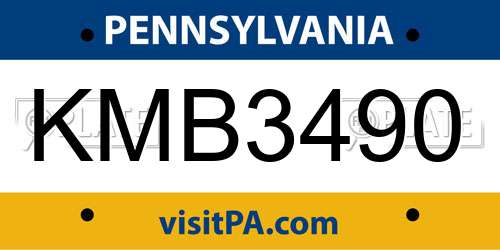 KMB3490 Pennsylvania License Plate