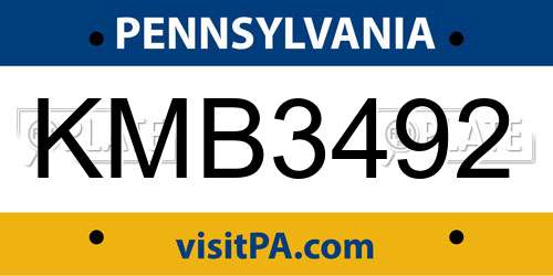 KMB3492 Pennsylvania License Plate