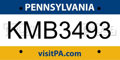 KMB3493 Pennsylvania License Plate