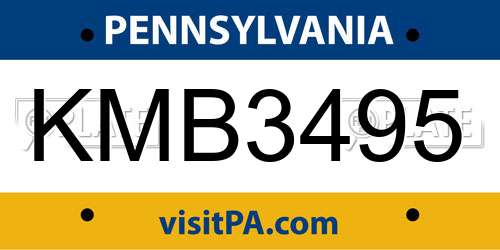 KMB3495 Pennsylvania License Plate