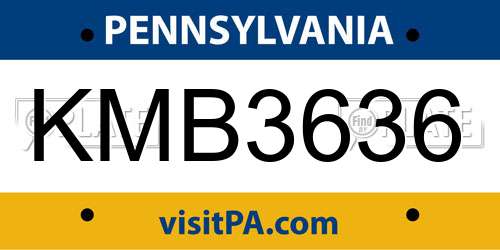 KMB3636 Pennsylvania License Plate