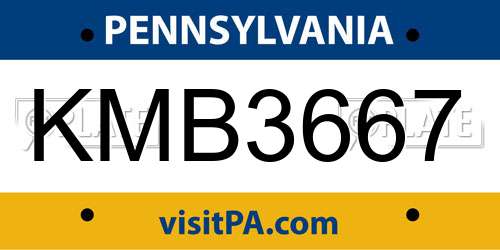 KMB3667 Pennsylvania License Plate