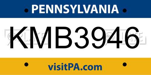 KMB3946 Pennsylvania License Plate