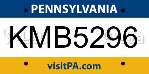 KMB5296 Pennsylvania License Plate