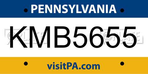 KMB5655 Pennsylvania License Plate