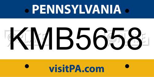 KMB5658 Pennsylvania License Plate