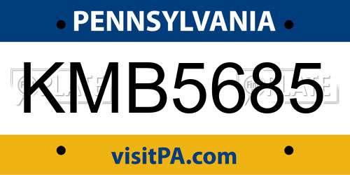 KMB5685 Pennsylvania License Plate