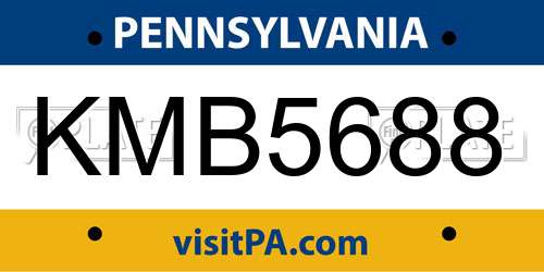 KMB5688 Pennsylvania License Plate