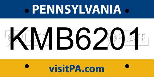 KMB6201 Pennsylvania License Plate