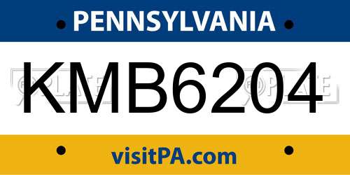 KMB6204 Pennsylvania License Plate