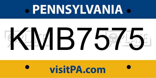KMB7575 Pennsylvania License Plate
