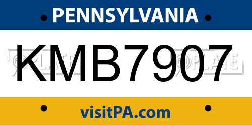 KMB7907 Pennsylvania License Plate