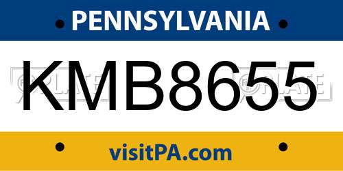 KMB8655 Pennsylvania License Plate