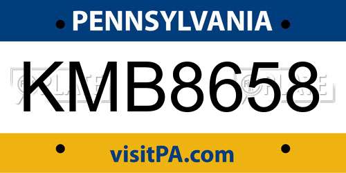 KMB8658 Pennsylvania License Plate