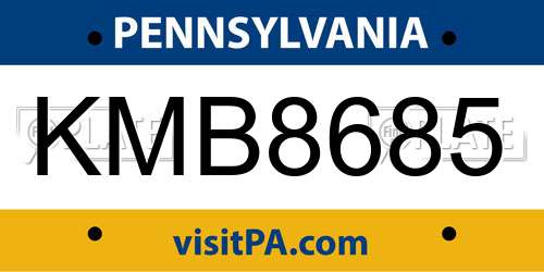 KMB8685 Pennsylvania License Plate